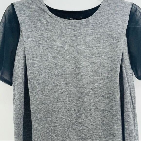 Armani Exchange Shirt Womens XS Pieced Two-Layer Wool Jersey Short Sleeve NWT - Picture 4 of 10